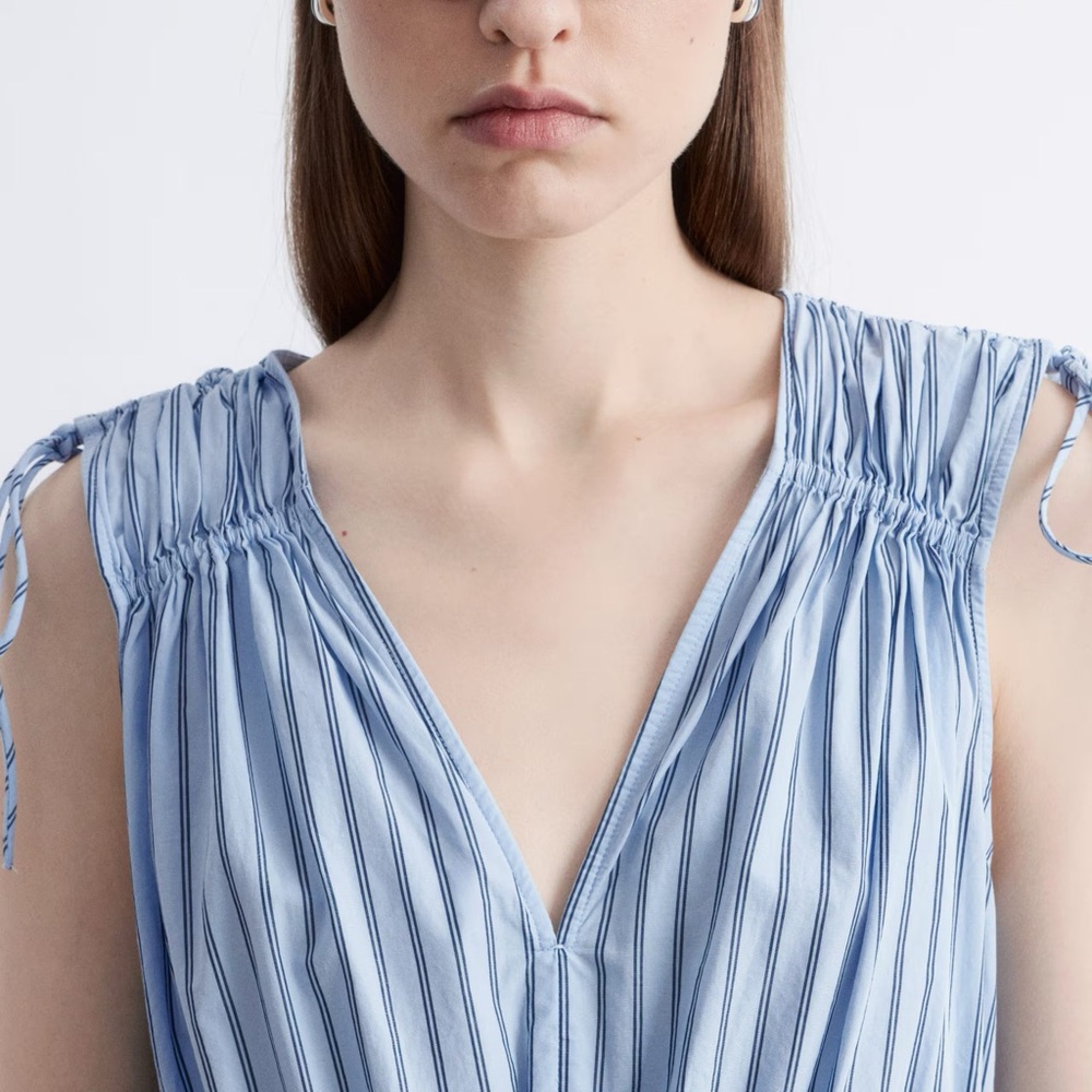 & Other Stories Striped Midi Dress with Tie Details - Picture 2 of 4